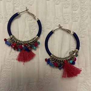 Summer boho tassel fringe hoop bead earrings